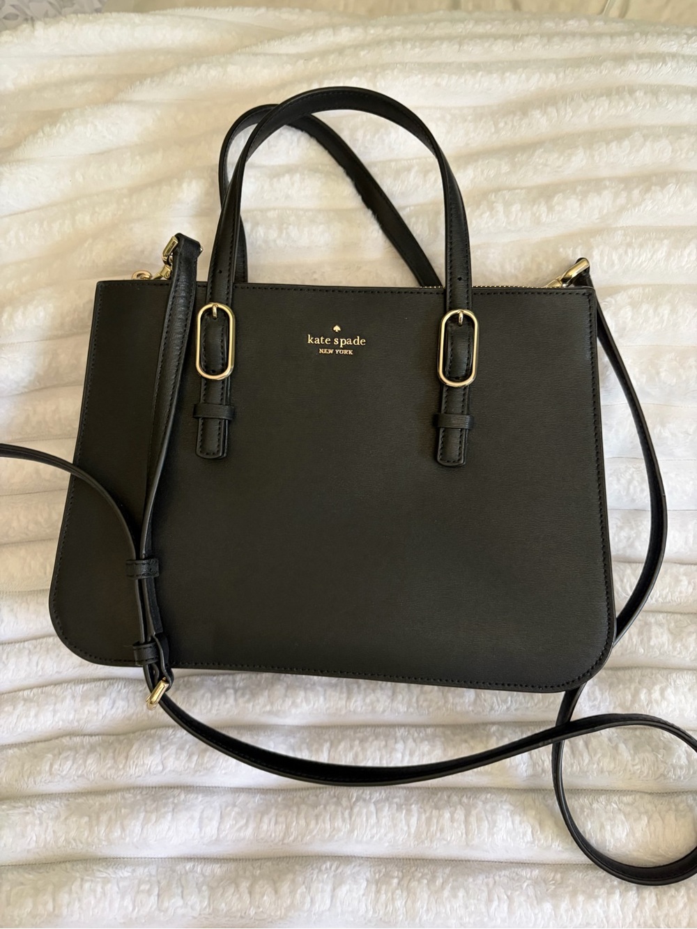 Black Kate Spade Connie Medium Triple Gusset Satchel/Crossbody